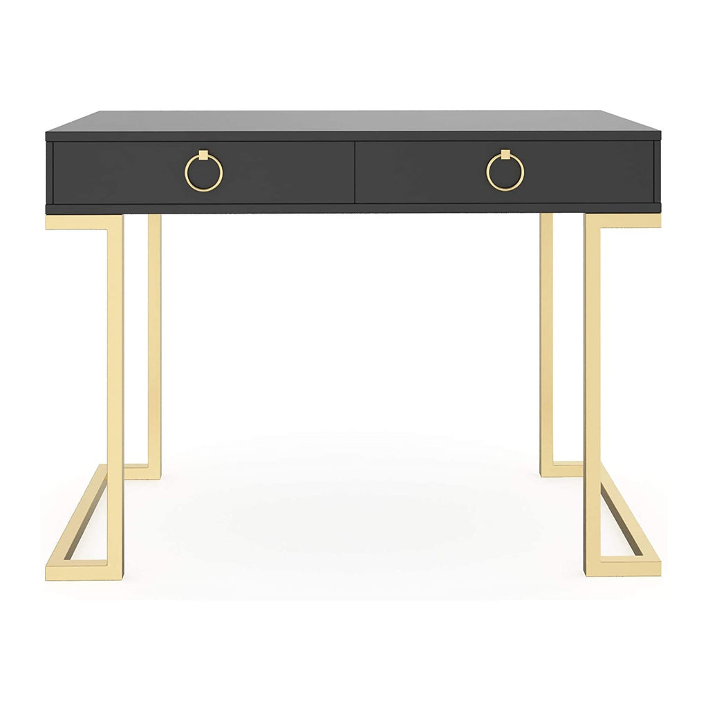 Nathan James Parker Modern Home Office Writing, Computer or Laptop Desk with Open Storage Cubby and Small Drawer, Walnut