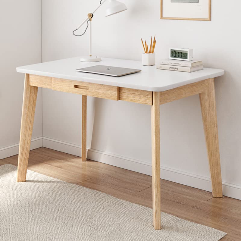 IOTXY Solid Wood Writing Desk - Home Office Workbench Desk with Drawer, Laptop Computer Work Study Table