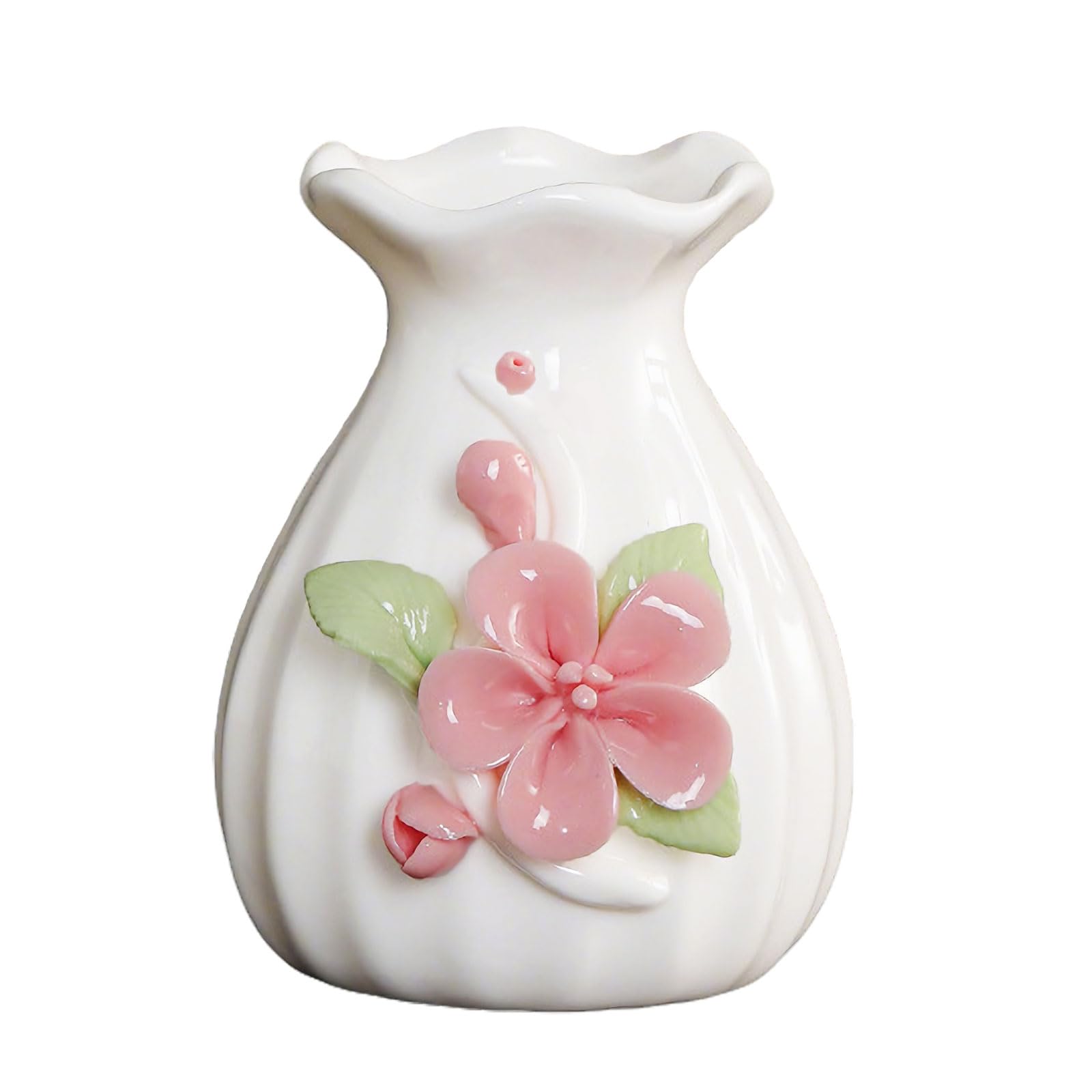Handmade Ceramic Vase, 3D Hand Painted Flower Home Decor, Porcelain Relief Flowers, Living Room Dining Desk Statue Ornaments, 1 Piece