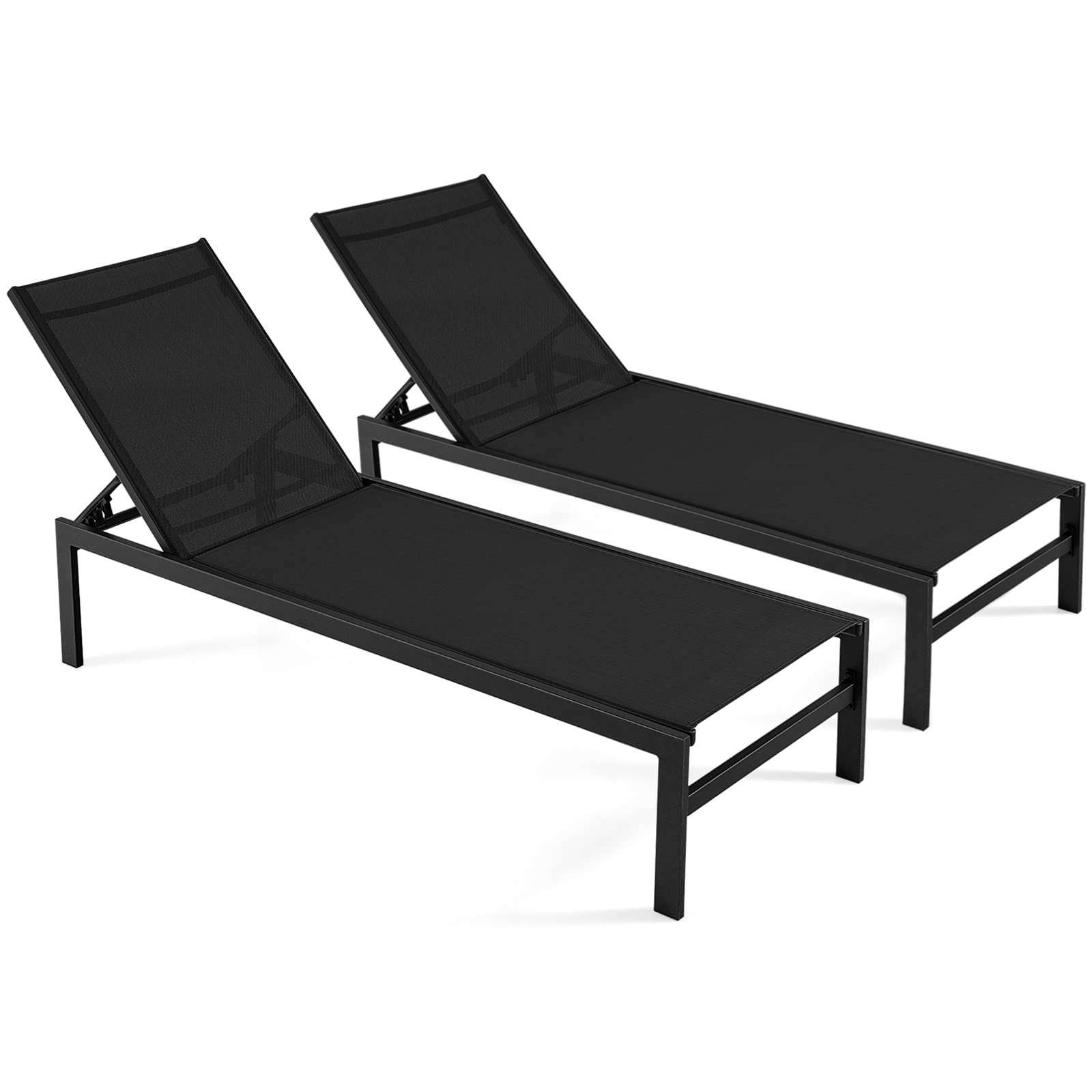 Tangkula Aluminum Lounge Chair Outdoor, Patio Adjustable Chaise Lounge with 6-Position Backrest, Aluminum Frame, Breathable Fabric, Lightweight Recliner Pool Chairs for Poolside, Backyard (1, Brown)