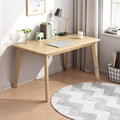 IOTXY Simple Wooden Writing Desk - Modern Minimalist Style PC Laptop Computer Workbench with Solid Wood Legs, 55" W Home Office Work Table for TV Stand Music Video Live Broadcast Workstation, White