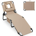 400lbs Tanning Chair, 5-Fold Beach Lounge Chair with Face Hole & 2 Side Pockets, Non-Slip Foot & Portable Handle, Beach Chaise Lounge for Patio/Pool/Lawn(1, Blue)