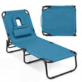 GYMAX Tanning Chair, Folding Lounge Chairs with Face Hole & Cover, Removable Pillow Carry Handle, Portable Compact Outdoor Layout Recliner for Beach, Poolside, Lawn, Patio, Camping (Red,1)