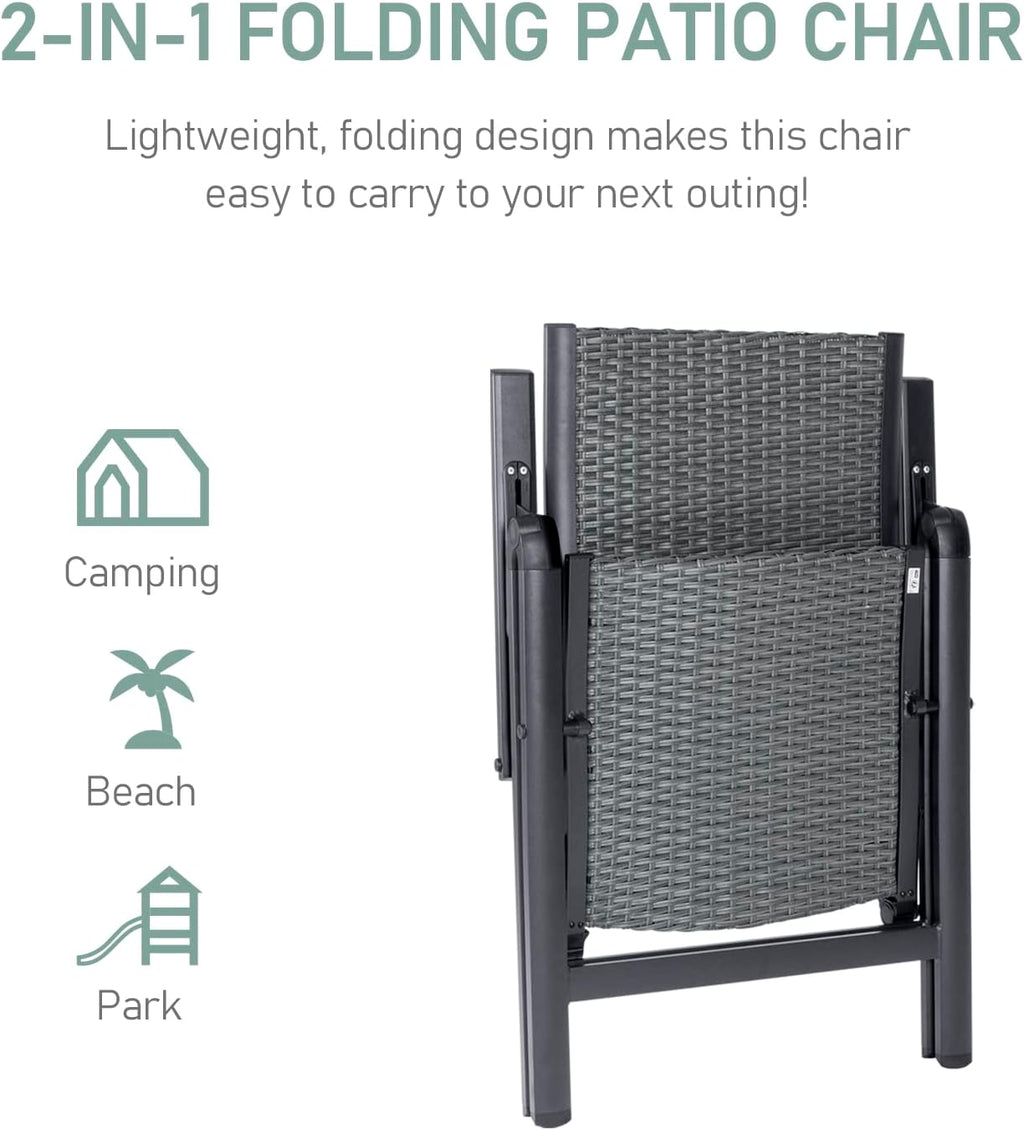 recliners Patio Folding Chair, Large, Gray