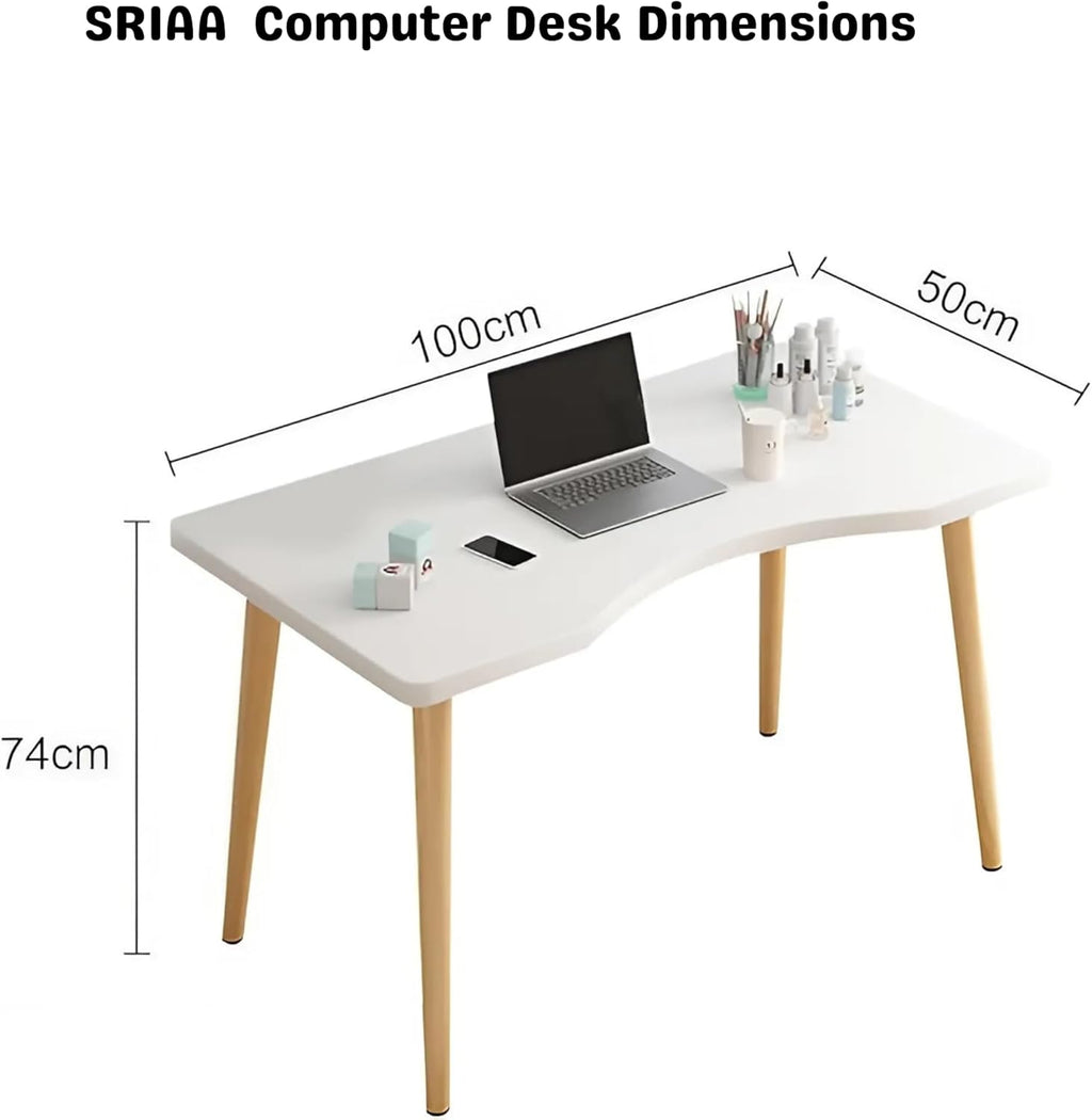 Modern White Wooden Computer Table, 40" L x 20" W x 30" H inches – Durable and Stylish Desk for Home Office, Bedroom, or Study