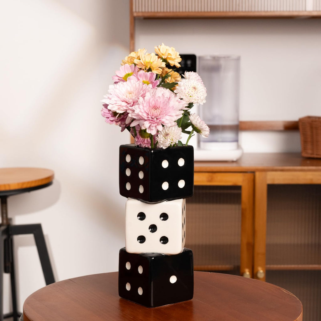 MOUGIGI Unique Ceramic Vase, Cute Boho Decor, Small Cream Vase for Dried Flowers or Single Bud - Sun and Moon Face Design