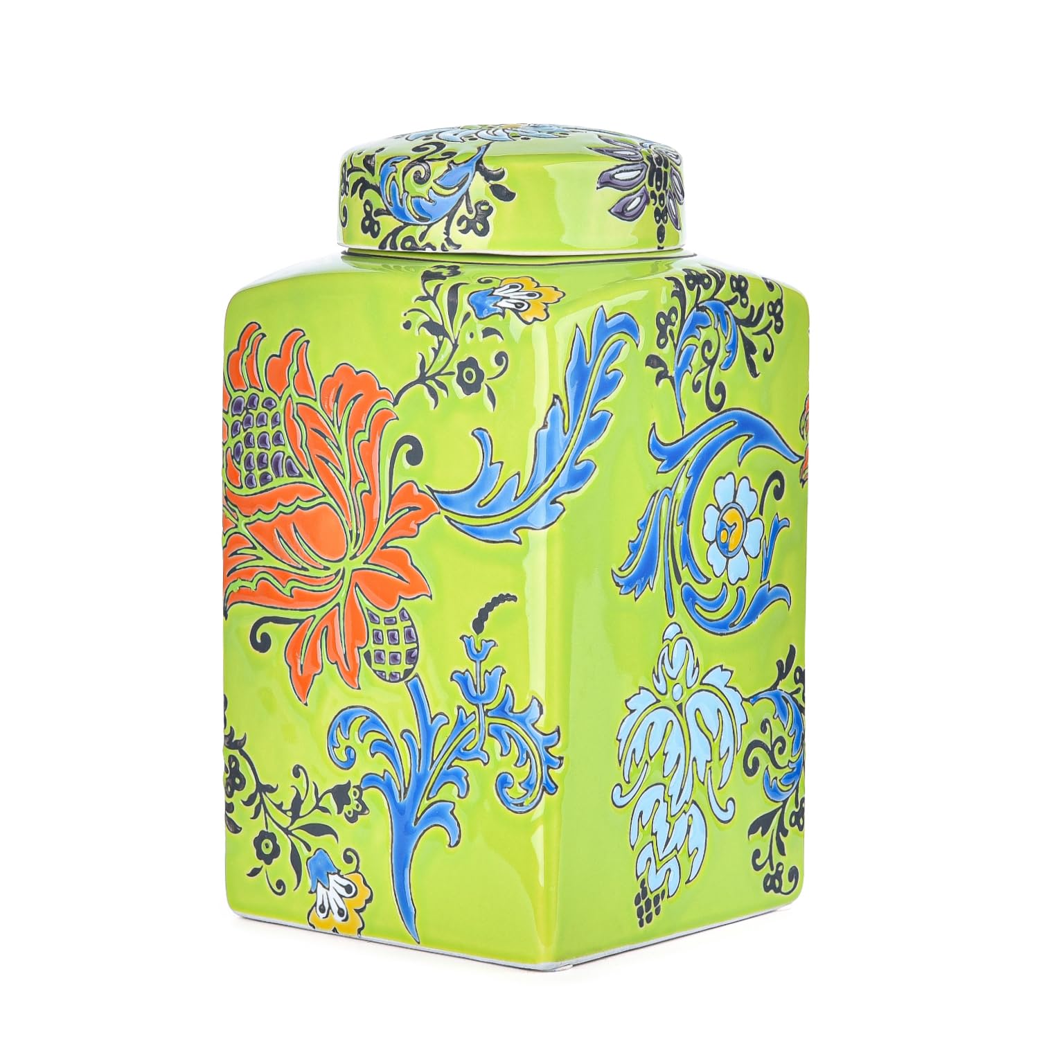 Sungmor High-Class Enamel Painted Porcelain Vase, Traditional Hand-Carved Overglaze Color Ceramic Vase for Fresh Flowers Dried Plants Arrangement, Decorative Vase for Centerpieces, Shelf, Living Room