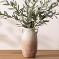 Dobbyby Ceramic Flower Vase 7.6 inch Farmhouse Rustic Vase Decorative Pottery Terracotta Vases for Home Decor Table Mantle Fireplace Living Room Bathroom Wedding Centerpiece (Whitewashed)