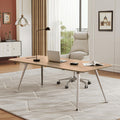Writing Computer Desk, 60-Inch Large Executive Desk Office Workstation with Chrome-Plated Legs and Built-in Power Outlet, Writing Table Business Furniture, Modern Minimalist Style for Home Office