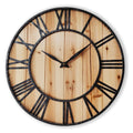 Evursua 20 Inch Large Metal&Wood Wall Clocks Modern Rustic Blend Farmhouse Clocks Distressed Real Wood Handmade Clock for Living Room Decor Home Wall Hanging Accessories Oversized