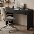 Bestier Computer Desk with 2 Drawers, 47 Inch Wood Home Office Desk, Small Writing Table with Curved Handles & Waterfall Rounded Edges, Cute Modern Desks for Bedroom Study Living Room, Oak